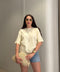 %100 Pamuk Kısa Kol Basic T-shirt- SARI
