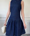 Denim Mini Elbise- MAVİ