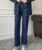 Duble Paça Denim Pantolon- MAVİ