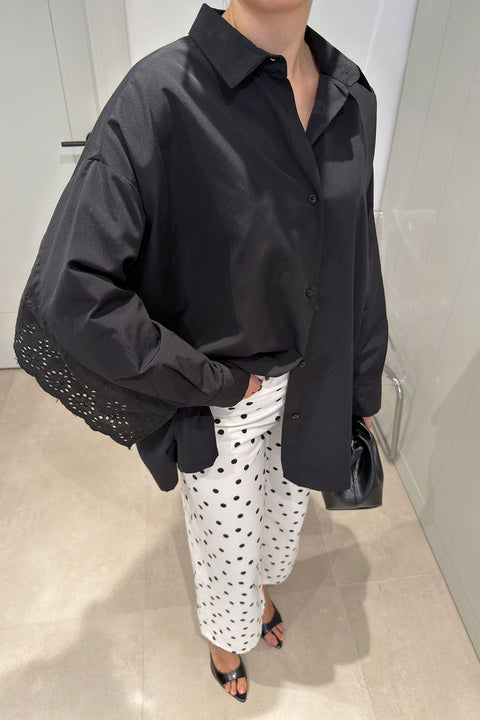 Fisto Detay Oversize Poplin Gömlek- SİYAH