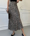 Leopar Midi Saten Etek- BEJ