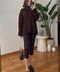 Oversize Tasarım Triko Kazak- KAHVERENGİ