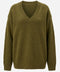Oversize V Yaka Triko Kazak- HAKİ