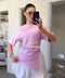 Özel Seri Asimetrik Dantelli Bluz- PEMBE