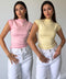 PEMBE SARI 2'Lİ PAKET PREMİUM DİK YAKA BLUZ- PEMBE SARI