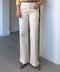 PENS DETAYLI KEMERLİ WIDE LEG JEAN- BEJ
