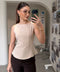 Peplum Detaylı Yandan Fermuarlı Bluz- BEJ