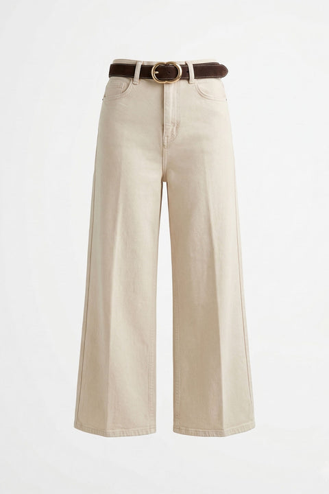 Premium Kemerli Flare Jean- BEJ