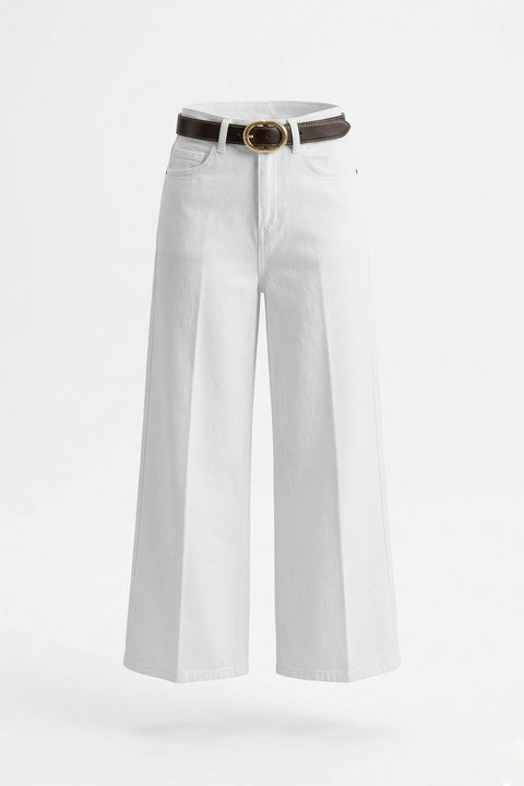 Premium Kemerli Flare Jean- BEYAZ