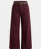 Premium Kemerli Flare Jean- BORDO