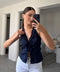 V YAKA FIRFIRLI BLUZ- LACİVERT