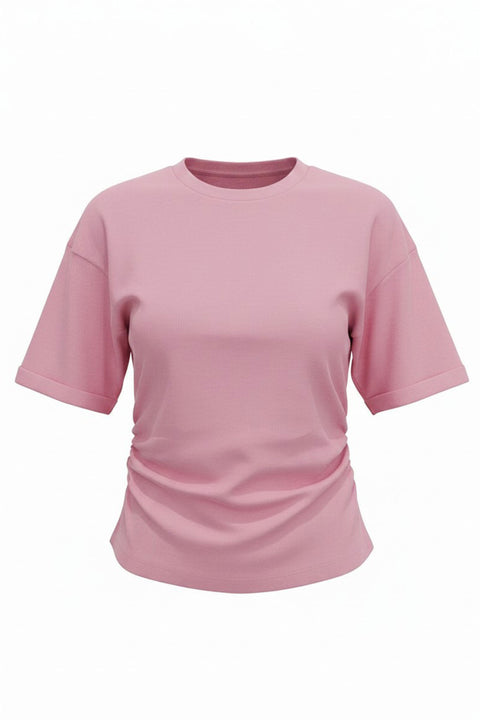 Yarasa Kol Büzgülü Bluz- PEMBE