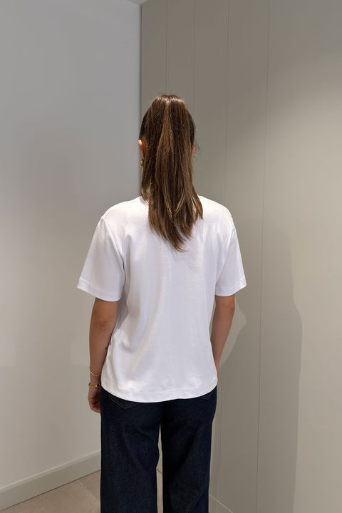 %100 Pamuk Kısa Kol Basic T-shirt- BEYAZ