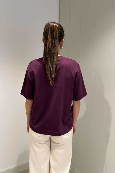 %100 Pamuk Kısa Kol Basic T-shirt- BORDO