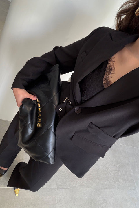 Blazer Kemer Tasarımlı Takım- SİYAH