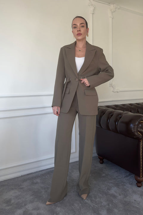 Blazer Kemer Tasarımlı Takım- YEŞİL
