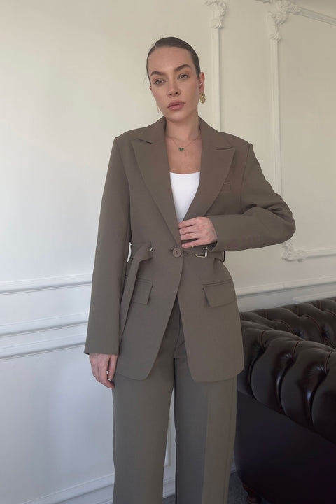 Blazer Kemer Tasarımlı Takım- YEŞİL