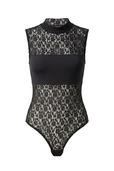 Dantel Detaylı Body Suit- SİYAH