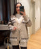 Desenli Oversize Triko Angora Hırka- CAMEL