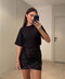 Drape Detay Pullu Etek- SİYAH