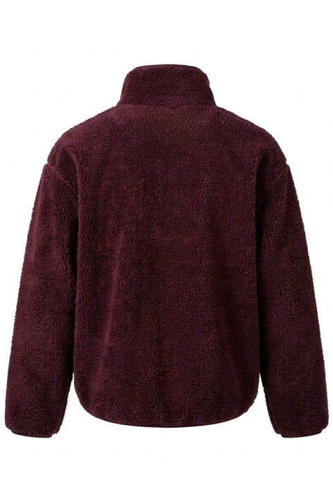 FERMUARLI DİK YAKA POLAR CEKET- BORDO