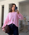 Geniş Yaka Basic Merserize Triko- PEMBE