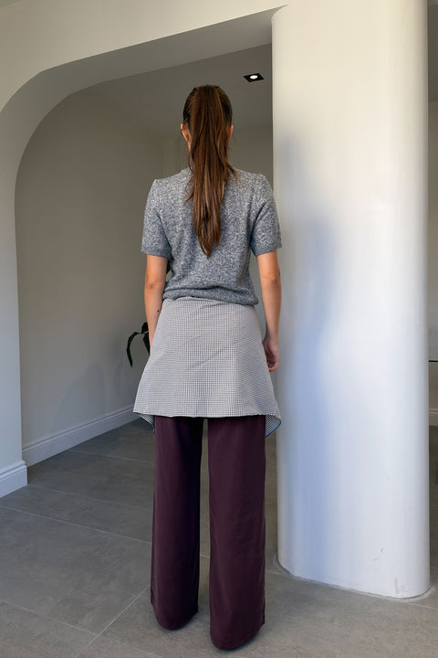 Gömlek Bağlamalı Tensel Pantolon- BORDO