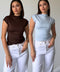 KAHVE MAVİ 2'Lİ PAKET PREMİUM DİK YAKA BLUZ- KAHVE MAVİ