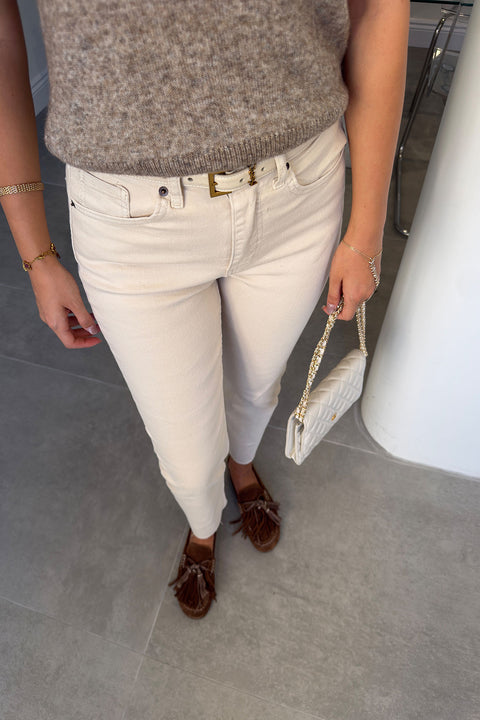 Kesik Paça Boyfit Jean- BEJ