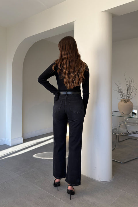 LUNA KEMERLİ WİDE LEG JEAN- FÜME