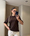 Omuz Vatkalı Premium T-shirt- KAHVERENGİ