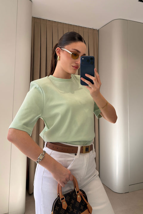 Omuz Vatkalı Premium T-shirt- MİNT