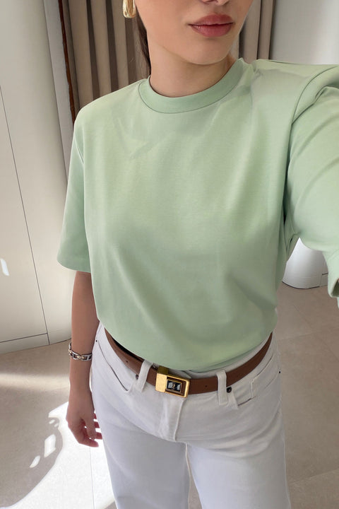Omuz Vatkalı Premium T-shirt- MİNT