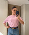 Omuz Vatkalı Premium T-shirt- PEMBE