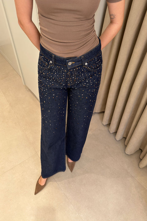 Önü Taşlı Premium Jean- KOYU LACİVERT