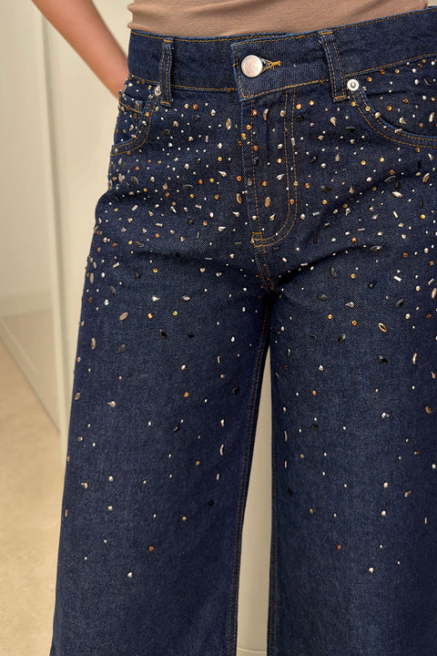 Önü Taşlı Premium Jean- KOYU LACİVERT