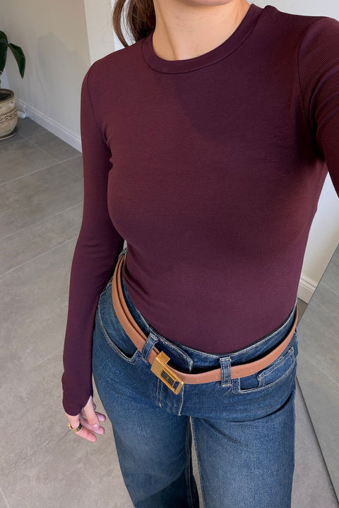 Parmak Geçmeli Uzun Kollu Body- KIRMIZI