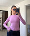 Parmak Geçmeli Uzun Kollu Body- PEMBE
