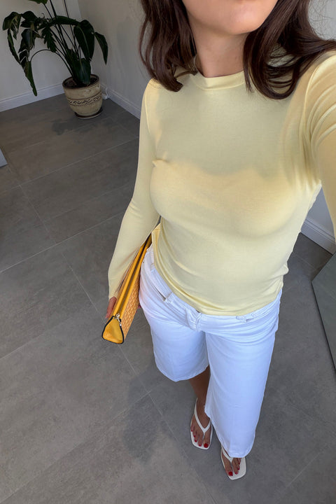 Parmak Geçmeli Uzun Kollu Body- SARI