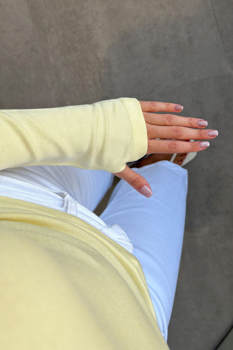 Parmak Geçmeli Uzun Kollu Body- SARI
