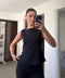 Peplum Detaylı Yandan Fermuarlı Bluz- SİYAH