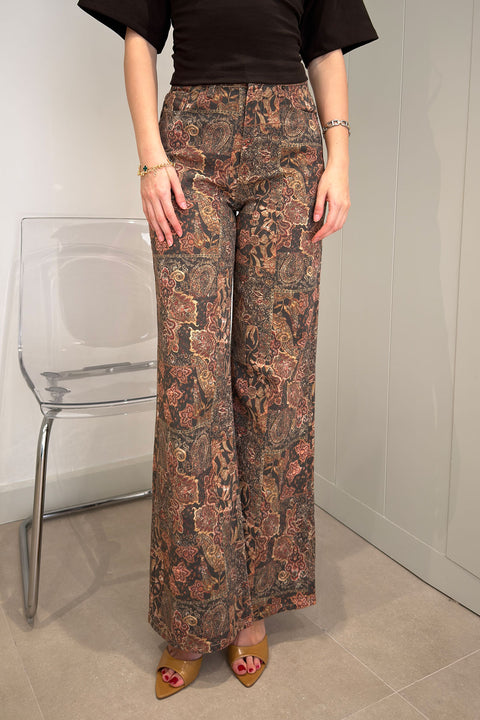 Premium Çiçek Desenli Pantolun- BORDO