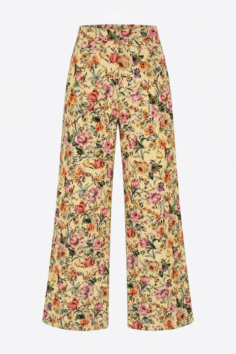 Premium Çiçek Desenli Pantolun- SARI