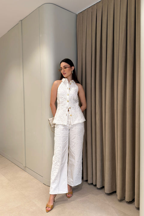 Premium Dantel Detay Jean- BEYAZ
