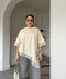 Premium Dantelli Bisiklet Yaka Bluz- BEJ