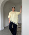 Premium Dantelli Bisiklet Yaka Bluz- SARI