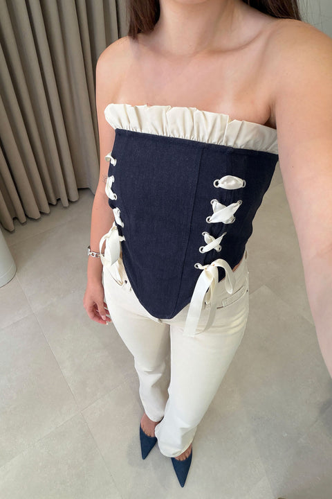 Premium Denim Büstiyer- LACİVERT