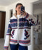 PREMİUM DESENLİ FERMUARLI POLAR HIRKA- KOYU LACİVERT