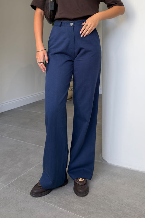 Premium Gabardin Palazzo Pantolon- LACİVERT