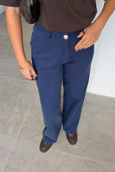 Premium Gabardin Palazzo Pantolon- LACİVERT